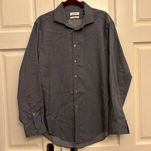 Calvin Klein Men’s Slim Fit Dress Shirt, Size 16, 32/33. A Heathered Blue.